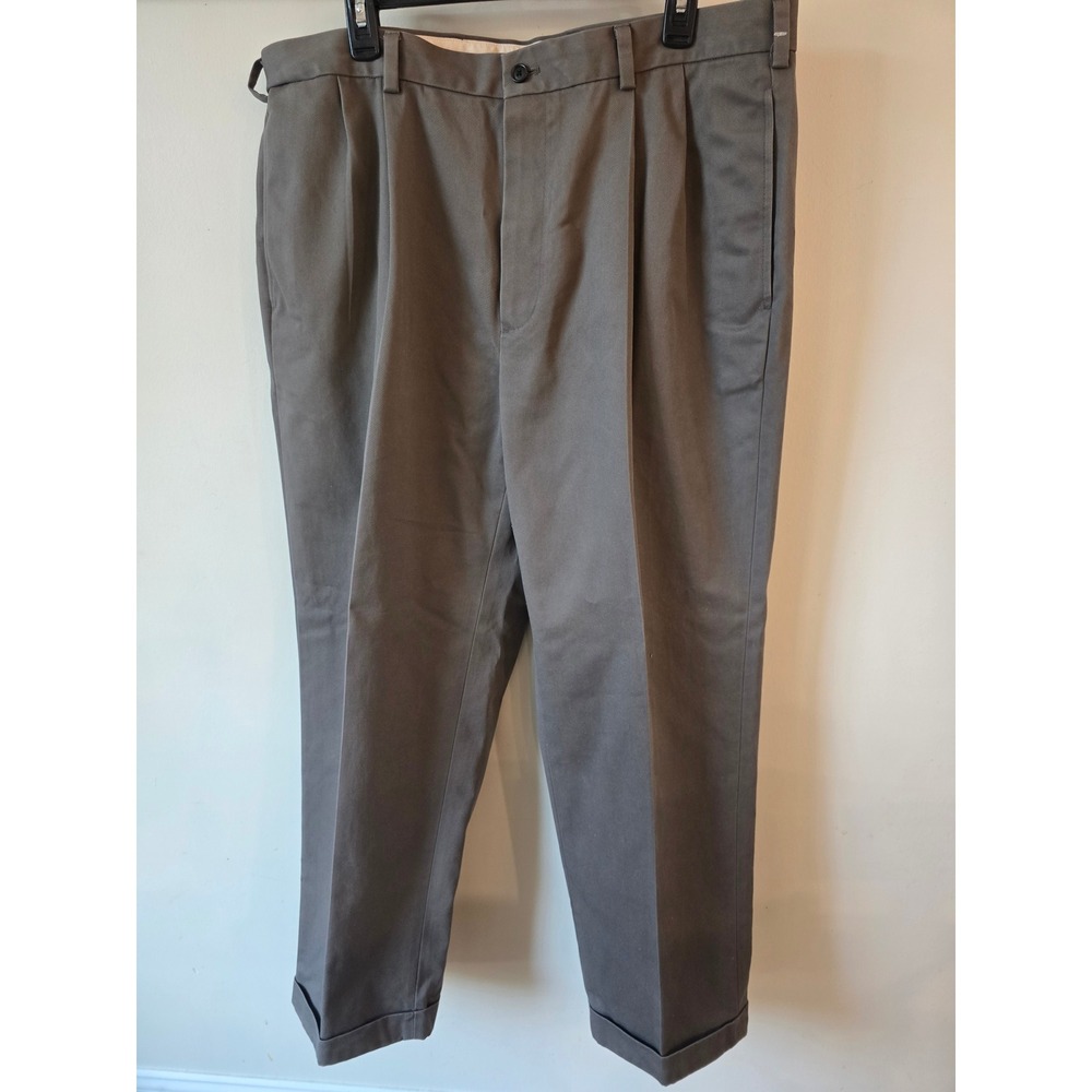 Brooks Brothers 346 Advantage Chino Elliot Gray Pleated Cuffed Pants 38x30